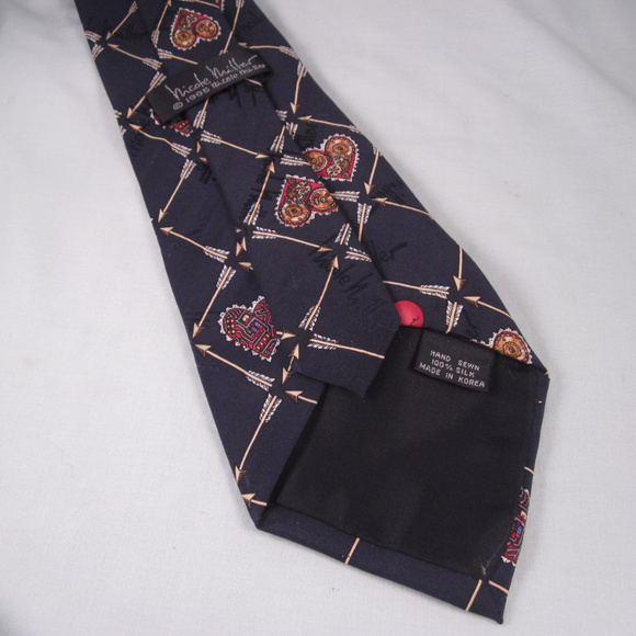NICOLE MILLER Silk Necktie THE LOVE MACHINE Navy - Picture 4 of 8